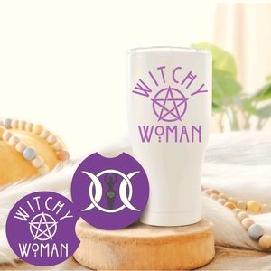 Witchy Woman Goddess Car Coaster set